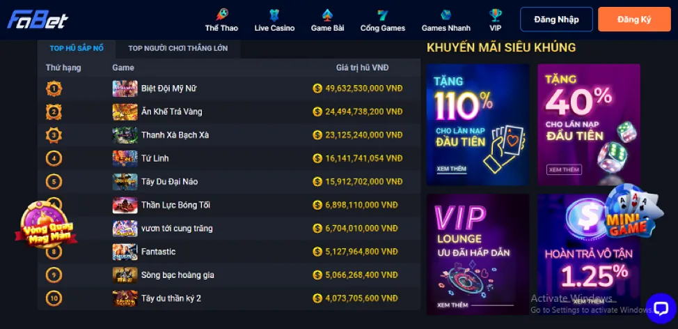 Hình ảnh minh họa các chương trình khuyến mãi bet20 casino